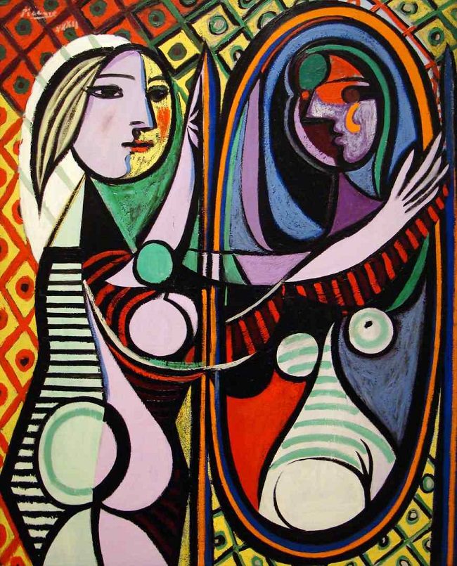 나의 실체와 거울에 비추진 모습을 같을 수 없을 것이다. 파블로 피카소Pablo Picasso, 1881~1973. '거울 앞의 소녀', 1932, 캔버스에 오일, 162.3 × 130.2 cm, 뉴욕 Museum of Modern Art. 