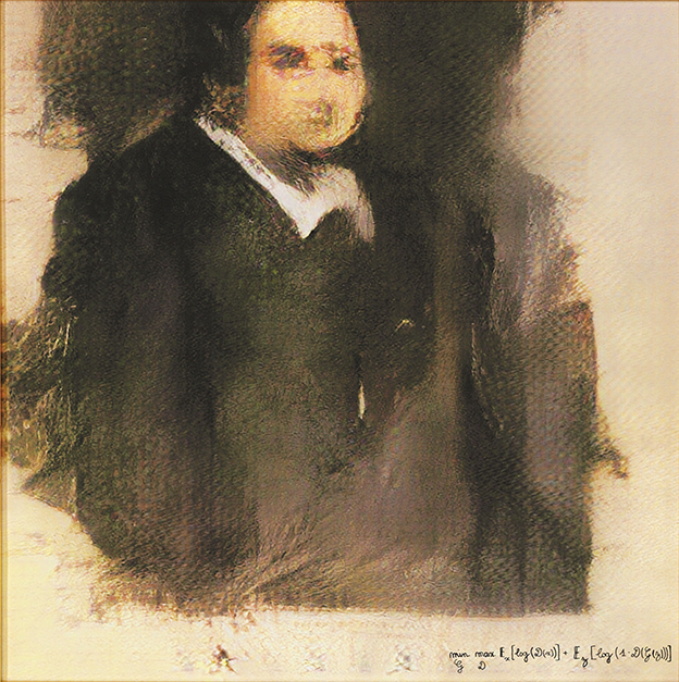 Artificial intelligence software. ‘Portrait of Edmond Belamy’, print, canvas, 70×70cm