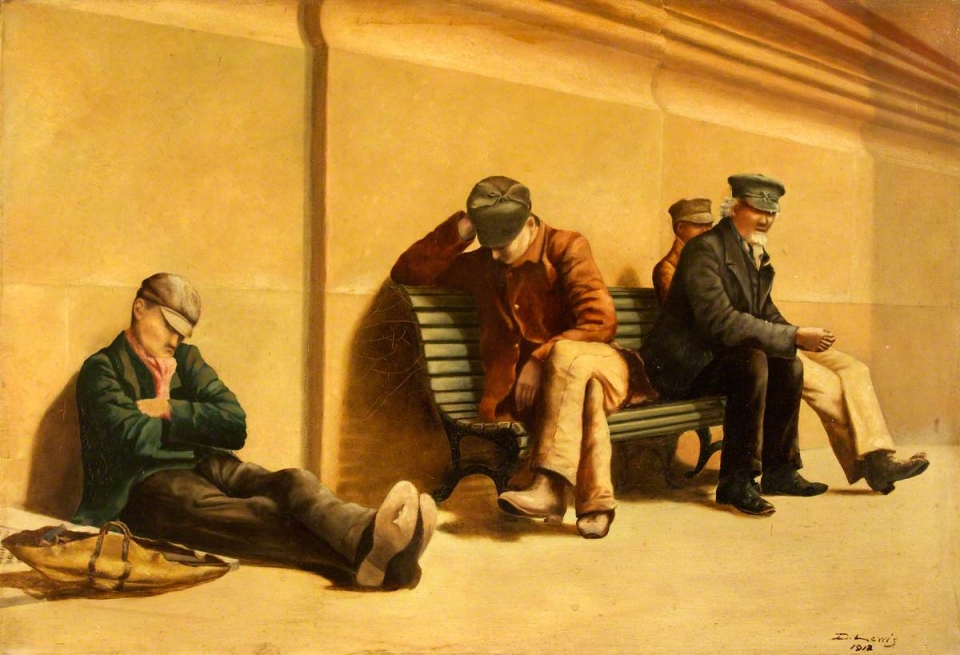 영국화가 데이빗 루이스가 그린 대공황 시기에 모습이다. David Lewis (1912~1955), 'The Great Depression', oil in canvas, Cynon Valley Museum, UK.