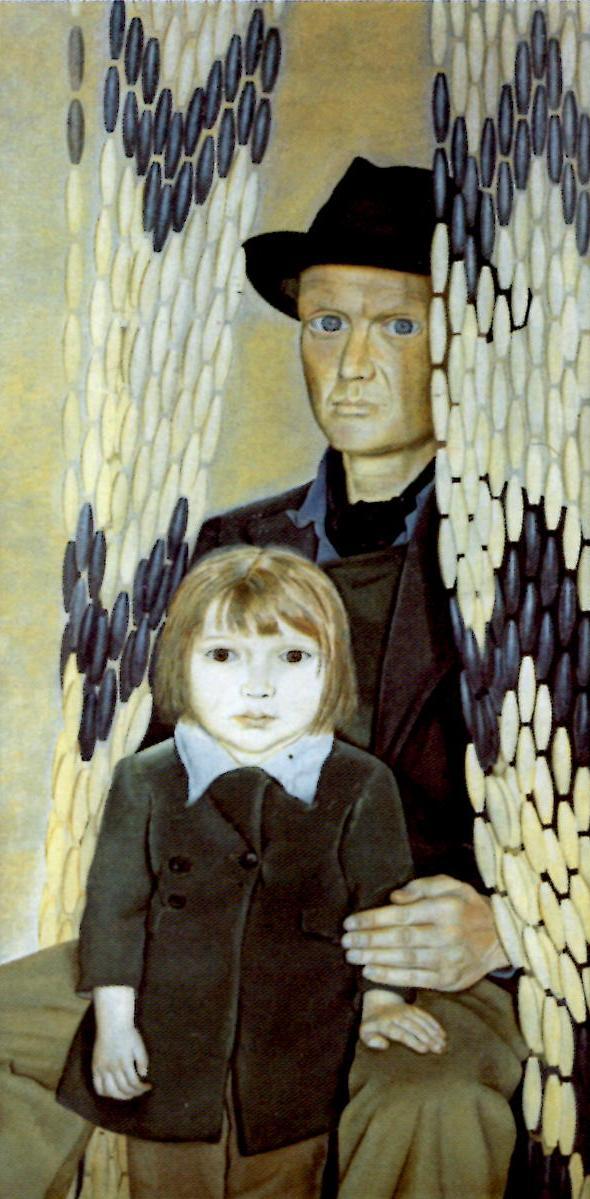 심리학의 아버지를 불리는 지그문트 프로이드의 손자 루시언 프로이드의 작품이다. Lucian Freud (1922~2011), 'Father and Daughter', 1949, 45.7 x 91.5 cm, Private Collection.