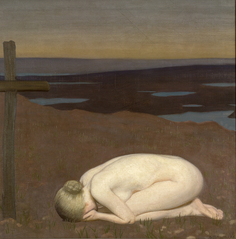 George Clausen, 1852–1944. ‘Youth Mourning’, 1916, oil on canvas, 91.4 × 91.4cm, Imperial War Museum.